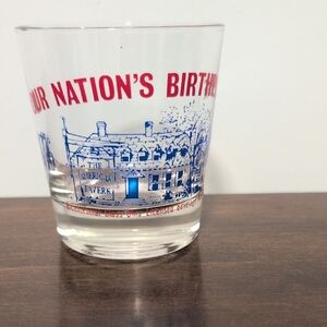 Vintage Bicentennial Rocks Glass with Red and Blue Graphics Ohio